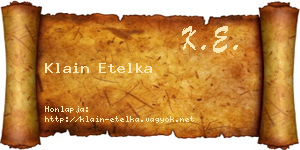 Klain Etelka névjegykártya